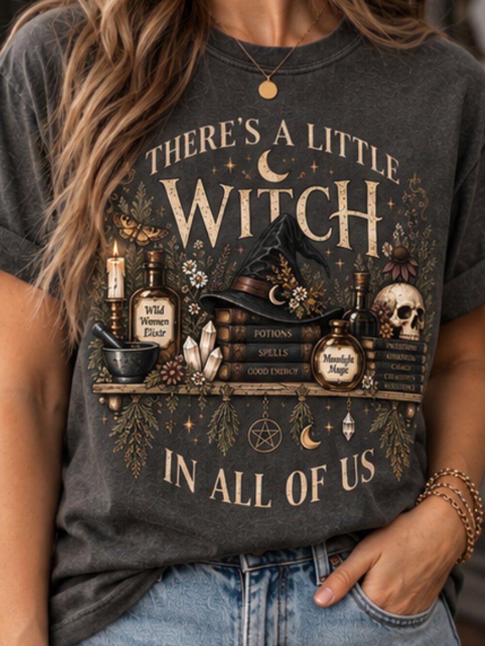 There’s a Little Witch in All of Us Comfort Colors Witchy Graphic Tee